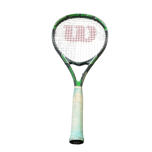 Vist Large View of Product Image Which is Used Wilson TOUR SLAM Adult Tennis Racquet Green 4 3/8"