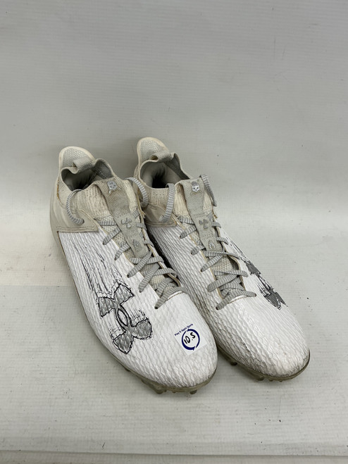 Vist Large View of Product Image Which is Used Under Armour Adult FB Cleats White Senior 10.5