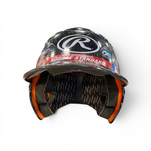 Vist Large View of Product Image Which is Used Rawlings BLACK HELMET 6 1/2- 7 1/2 Batting Helmet No Mask Black SM