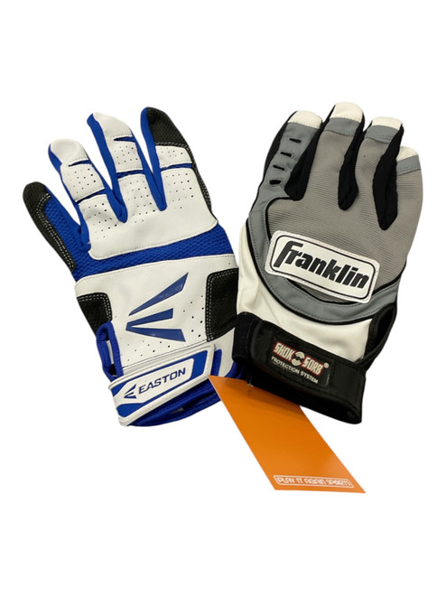 Vist Large View of Product Image Which is Used BB/SB Batting Gloves Black And Carolina Blue LG