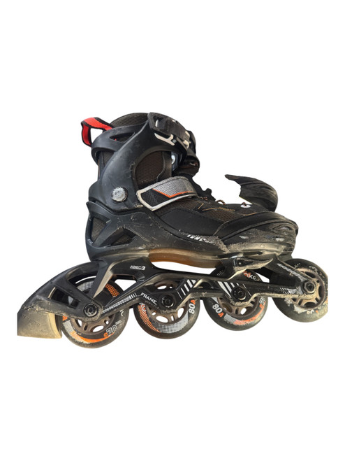 Vist Large View of Product Image Which is Used OXELO ORNG/BLK Junior Rec Fitness Skates Black Adjustable