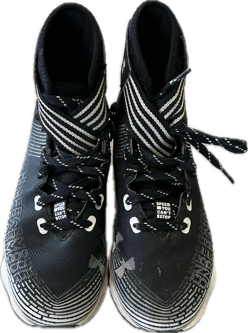 Vist Large View of Product Image Which is Used Under Armour Jr FB Cleats Black Junior 04