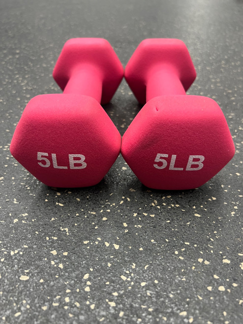 Vist Large View of Product Image Which is Brand New 5-LB NEOPRENE DUMBBELL PAIR Hex Dumbbell (Each) 5 lb