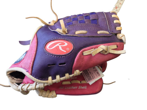 Vist Large View of Product Image Which is Used Rawlings HIGHLIGHT BB/SB Glove RH Throw Pink 10"