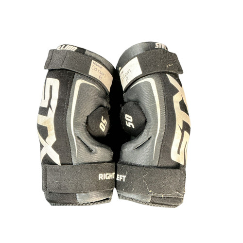 Vist Large View of Product Image Which is Used STX STALLION 50 Lacrosse Arm Pads/Guards Black LG