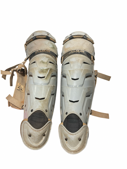 Vist Large View of Product Image Which is Used All-Star GREY SHIN GUARDS Catchers Leg Guards Grey Adult