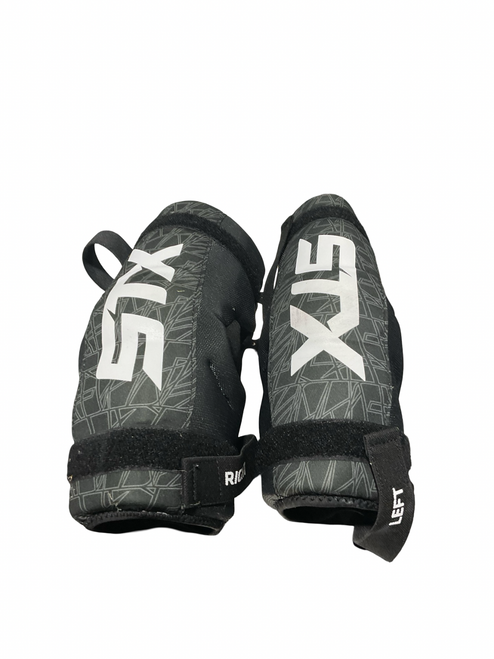 Vist Large View of Product Image Which is Used STX STALLION 75 ELBOW PADS Lacrosse Arm Pads/Guards Black LG