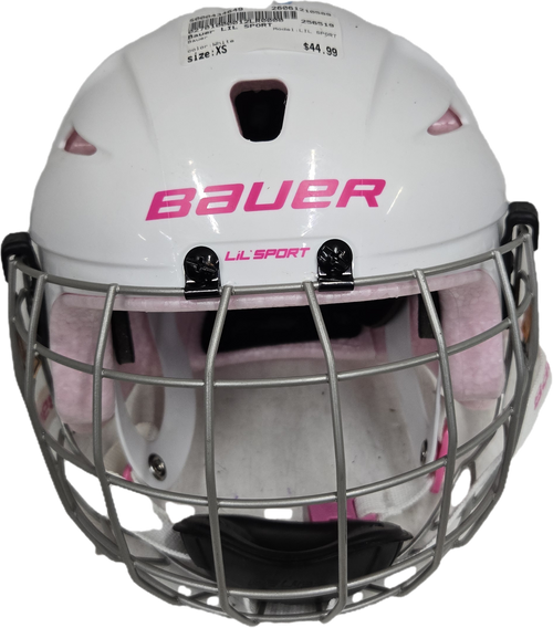 Vist Large View of Product Image Which is Used Bauer LIL SPORT Helmet Cage Combo White XS