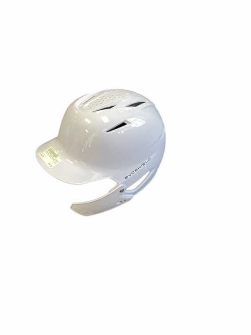 Vist Large View of Product Image Which is Used Evoshield WHITE HELMET W/ JAW GUARD Batting Helmet No Mask White SM