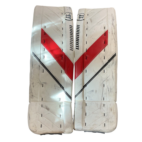 Vist Large View of Product Image Which is Used Warrior RG4 RITUAL Goalie Leg Pads Senior White 35"