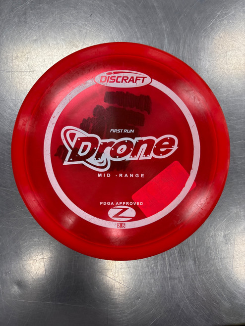 Vist Large View of Product Image Which is Used Discraft Z DRONE FIRST RUN Disc Golf Mid Range Red