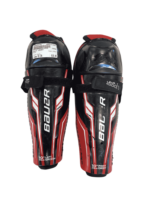 Vist Large View of Product Image Which is Bauer LEGACY Junior Shin Guards Black 10"