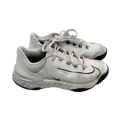 Vist Large View of Product Image Which is Used Nike ALPHA HUARACHE 4 ELITE TURF BB/SB Cleats White Senior 7.5