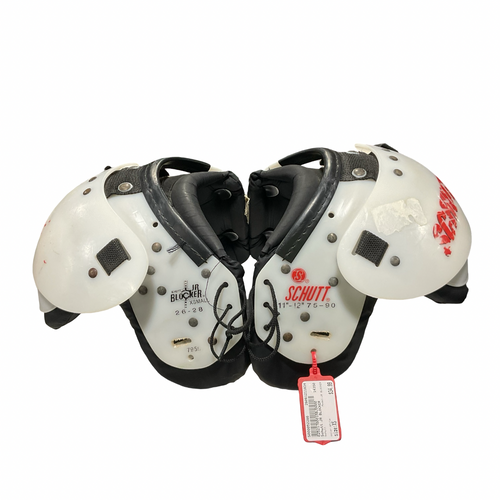 Vist Large View of Product Image Which is Used Schutt JR BLOCKER FB Shoulder Pads White XS