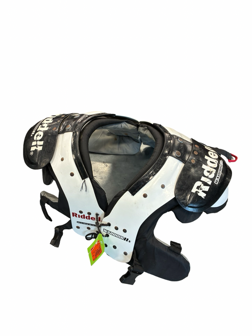 Vist Large View of Product Image Which is Used Riddell WARRIOR 11X FB Shoulder Pads White LG