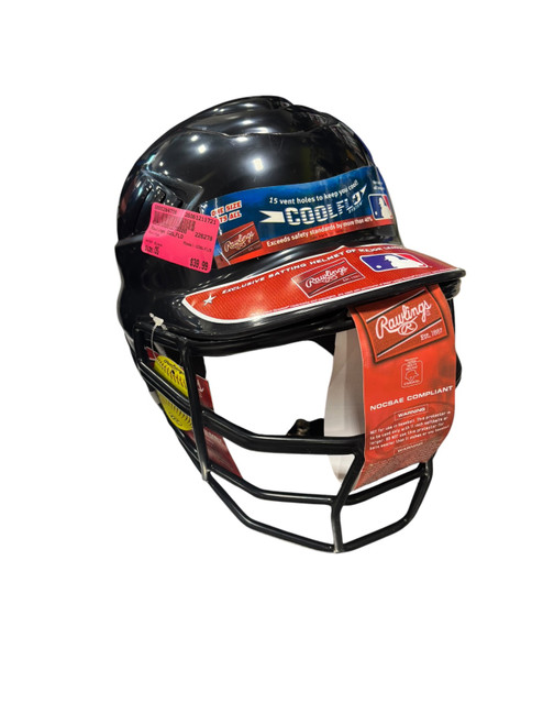 Vist Large View of Product Image Which is Used Rawlings COOLFLO Batting Helmet w/Mask Black One Size