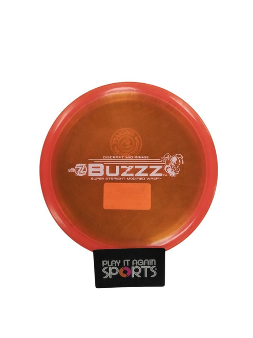 Vist Large View of Product Image Which is Used Discraft BUZZZ ELITE Z MODIFIED WASP PFN Disc Golf Mid Range Orange