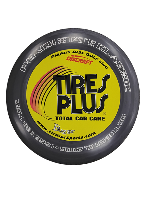 Vist Large View of Product Image Which is Used Discraft BUZZZ SUPERCOLOR TIRES PLUS Disc Golf Mid Range Red