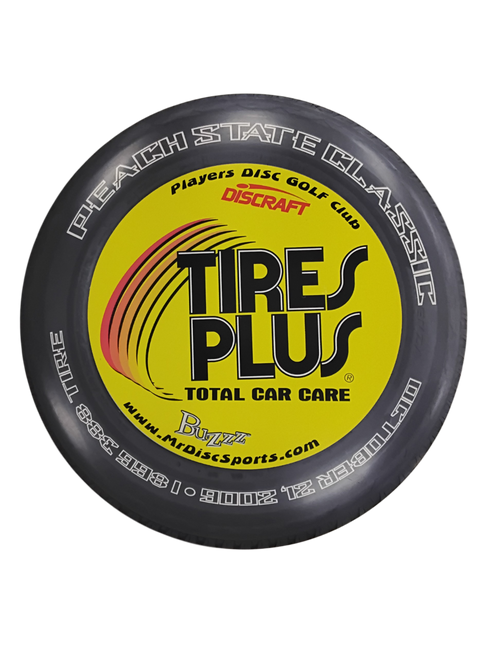 Vist Large View of Product Image Which is Used Discraft BUZZZ SUPERCOLOR TIRES PLUS Disc Golf Mid Range Red