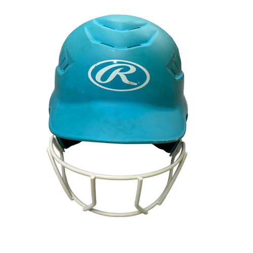 Vist Large View of Product Image Which is Used Rawlings SOFTBALL HELMET Batting Helmet w/Mask Teal One Size