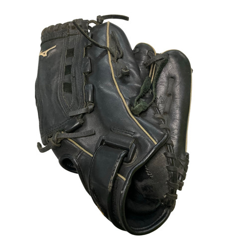 Vist Large View of Product Image Which is Used Mizuno GMVP 1250PFD1 RH Throw Fastpitch Gloves Black 12 1/2"