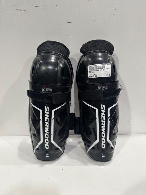 Vist Large View of Product Image Which is Used Sher-wood M65 Youth Shin Guards Black 8"