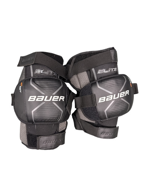 Vist Large View of Product Image Which is Used Bauer ELITE KNEE PADS Goalie Leg Pads Senior Black MD