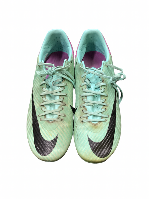 Vist Large View of Product Image Which is Used Nike MERCURIAL AIR ZOOM Soccer Cleats Purple And Turquoise Senior 8.5