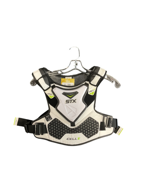 Vist Large View of Product Image Which is Used STX CELL V Lacrosse Shoulder Pads White SM