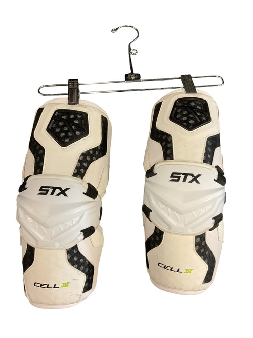 Vist Large View of Product Image Which is Used STX CELL IV Lacrosse Arm Pads/Guards White LG