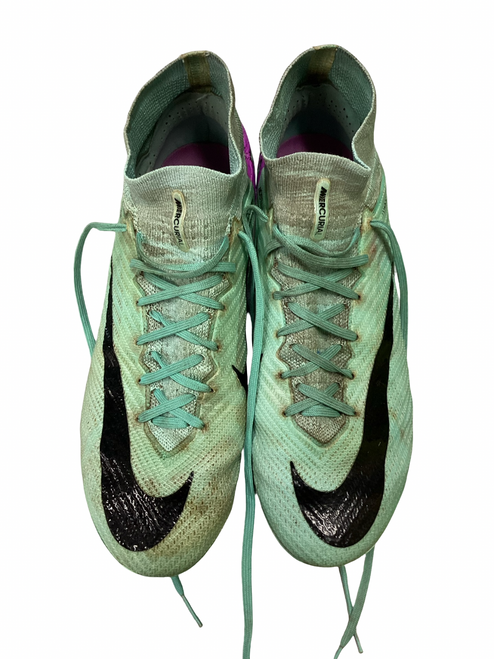 Vist Large View of Product Image Which is Used Nike MERCURIAL AIR ZOOM Soccer Cleats Purple And Turquoise Senior 9.5