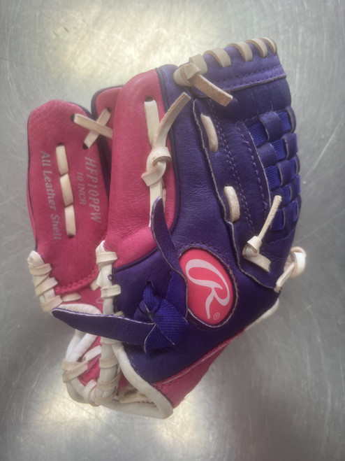 Vist Large View of Product Image Which is Used Rawlings HIGHLITE LH Throw Fastpitch Gloves Pink 10"