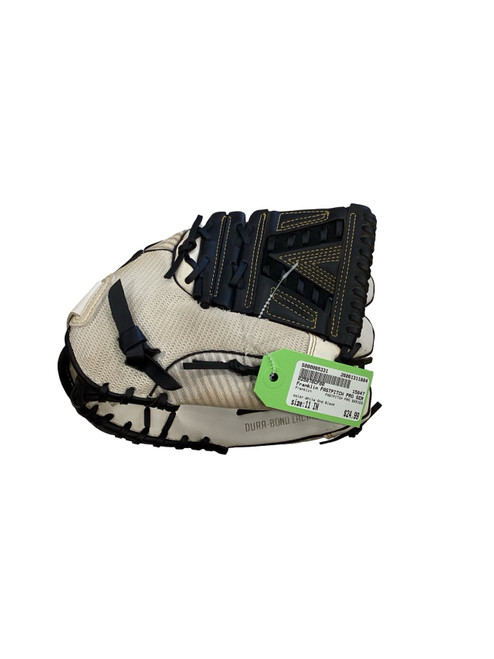 Vist Large View of Product Image Which is Used Franklin FASTPITCH PRO SERIES BB/SB Glove RH Throw White And Black 11"