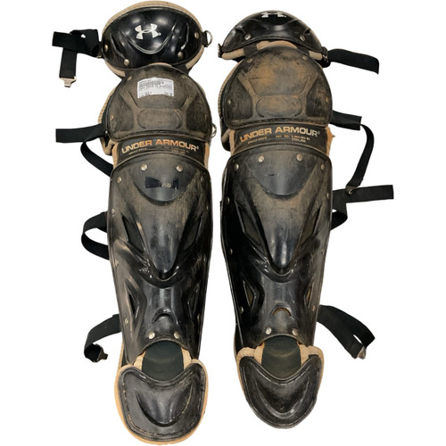 Vist Large View of Product Image Which is Used Under Armour SHINGUARDS Catchers Leg Guards Black Adult