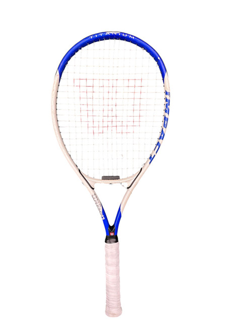 Vist Large View of Product Image Which is Used Wilson TITANIUM Adult Tennis Racquet Navy Blue Unknown