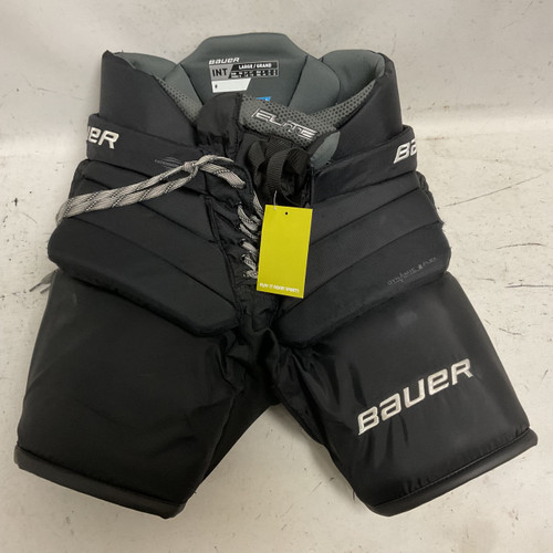 Vist Large View of Product Image Which is Used Bauer ELITE INT GOALIE PANTS Inter Goalie Pant Black LG