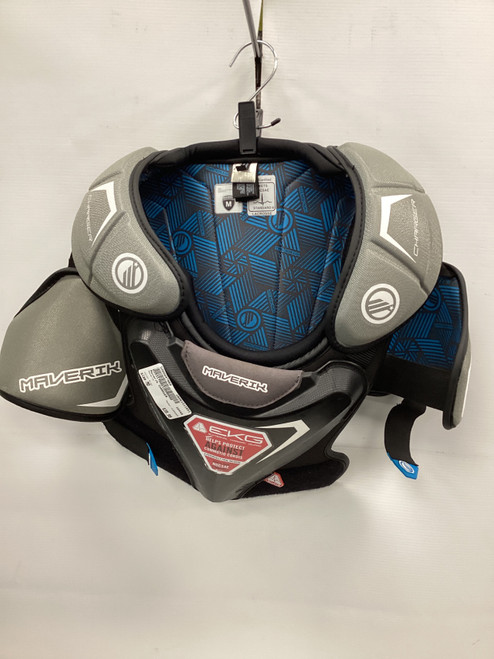 Vist Large View of Product Image Which is Used Maverik CHARGER Lacrosse Shoulder Pads Grey MD