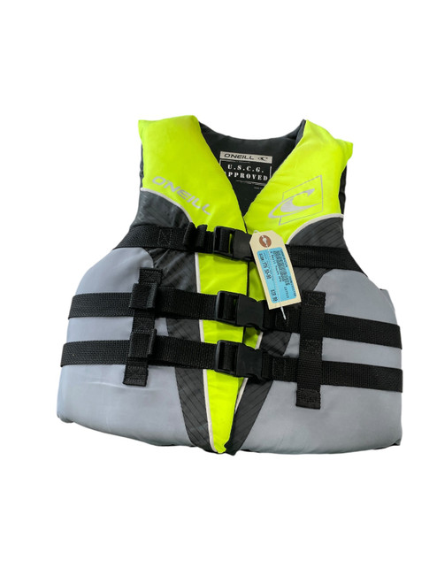 Vist Large View of Product Image Which is Used O'Neill Youth PFD Yellow And Grey Youth 50-90