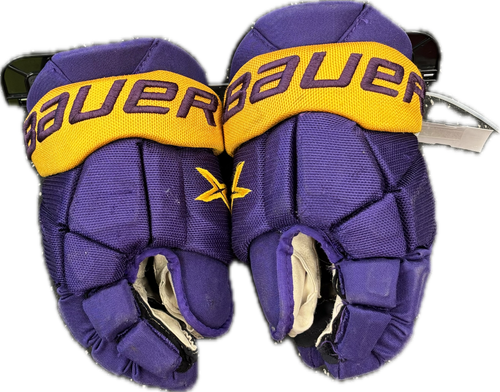 Vist Large View of Product Image Which is Used Bauer VAPOR X PRO Senior Gloves Black And Purple 14"