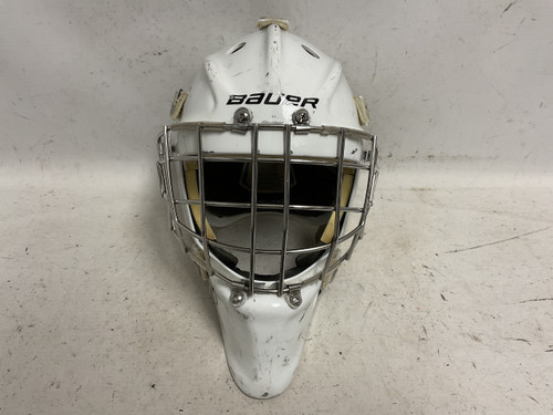 Vist Large View of Product Image Which is Used Bauer 950 Senior Goalie Helmet/Mask White MD