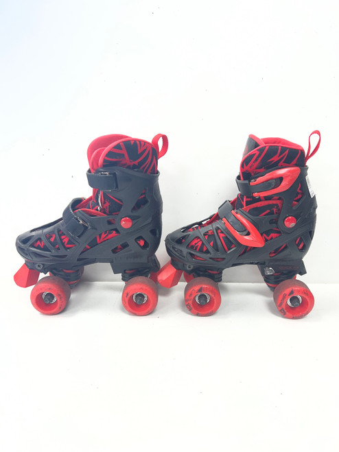 Vist Large View of Product Image Which is Used RollerDerby QUAD ADJ 12-2 Junior Roller Quad Skates Red Adjustable