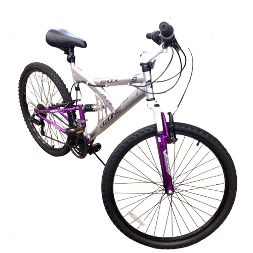 Vist Large View of Product Image Which is Used Ozone DUAL SHOCK FORCE 26 Mountain Bike Womens Silver 38-42cm - 15-16" - SM Frame