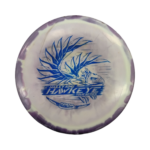 Vist Large View of Product Image Which is Used Innova HAILEY KING HAWKEYE Disc Golf Driver Purple 180g