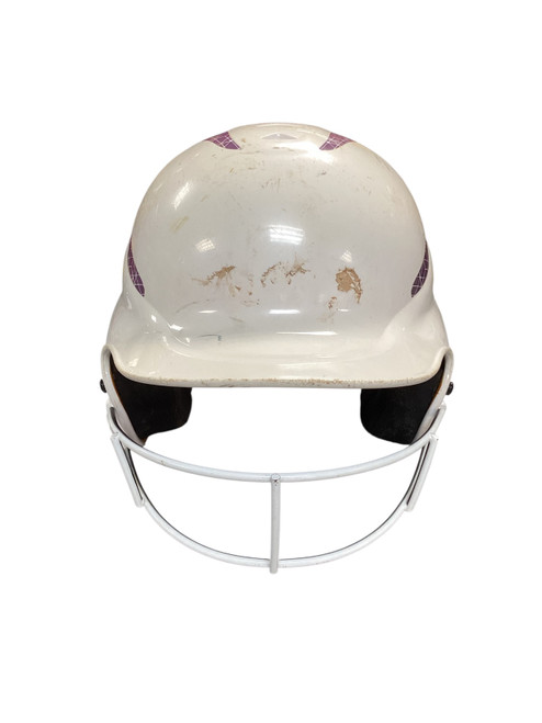 Vist Large View of Product Image Which is Used HELMET WITH MASK WHITE/PINK Batting Helmet w/Mask White M/L