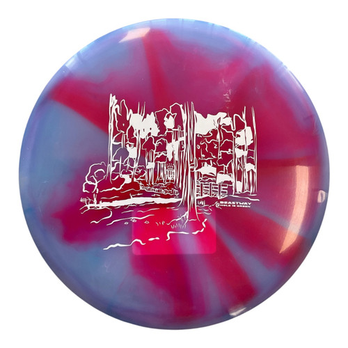 Vist Large View of Product Image Which is Used Discraft Z SWIRL IMPACT Disc Golf Mid Range Purple 172g