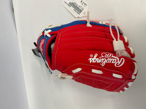 Vist Large View of Product Image Which is Used Rawlings PL90SN BB/SB Glove RH Throw Red 9"