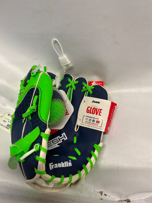 Vist Large View of Product Image Which is Used Franklin MESH TEK 9.5 BB/SB Glove T-ball Green And Royal Blue 9 1/2"