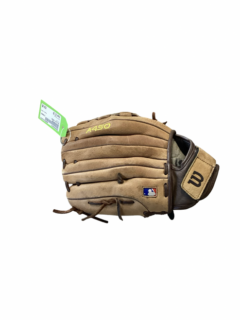 Vist Large View of Product Image Which is Used Wilson A450 BB/SB Glove RH Throw Brown 12"