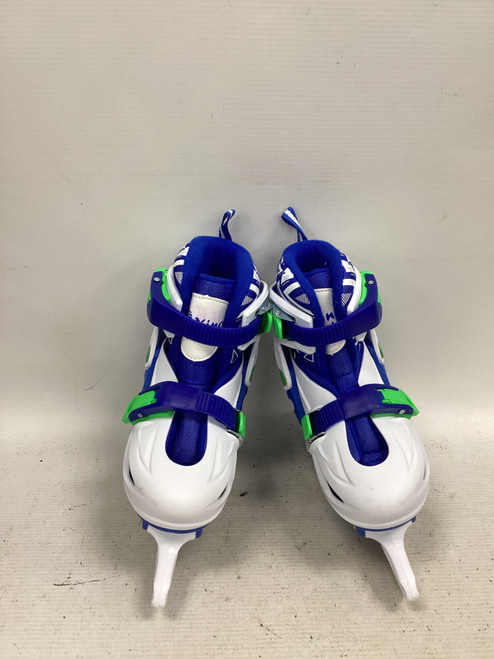 Vist Large View of Product Image Which is Used XINO SPORTS ADJ Y10-Y13 Boys Softboot Skate Royal Blue And White Adjustable