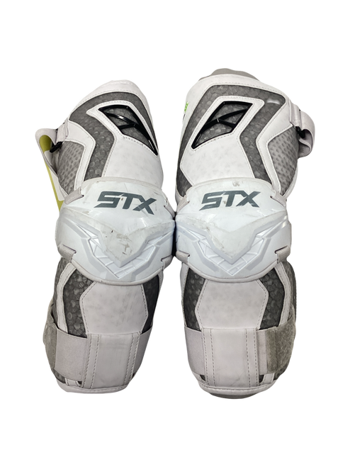 Vist Large View of Product Image Which is Used STX CELL VI Lacrosse Arm Pads/Guards White Senior